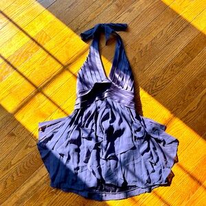 Flirty BCBG Max Azria Halter Top Mini Dress – Ruffled & Layered Detail